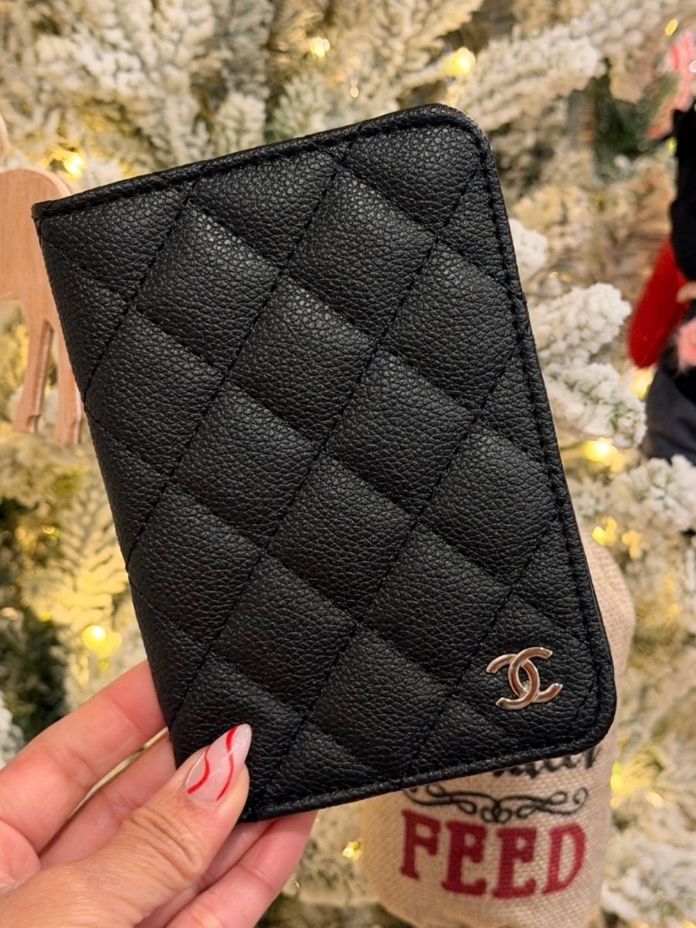 New CC Beauté VIP / GWP Black Passport Holder  Silver Hardware